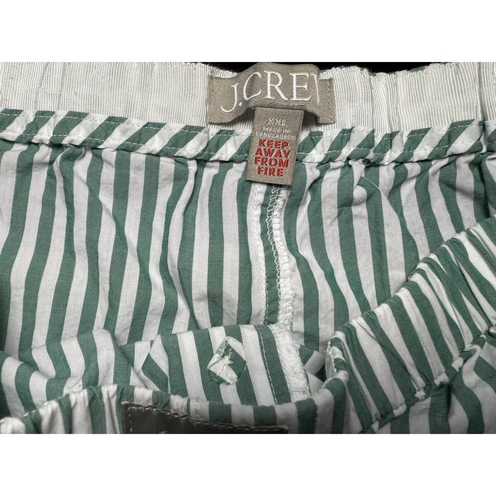 J Crew Poplin Pajamas Set Womens XXL Cotton Green Striped 2XL HTF Pants Top PJs - Picture 11 of 14